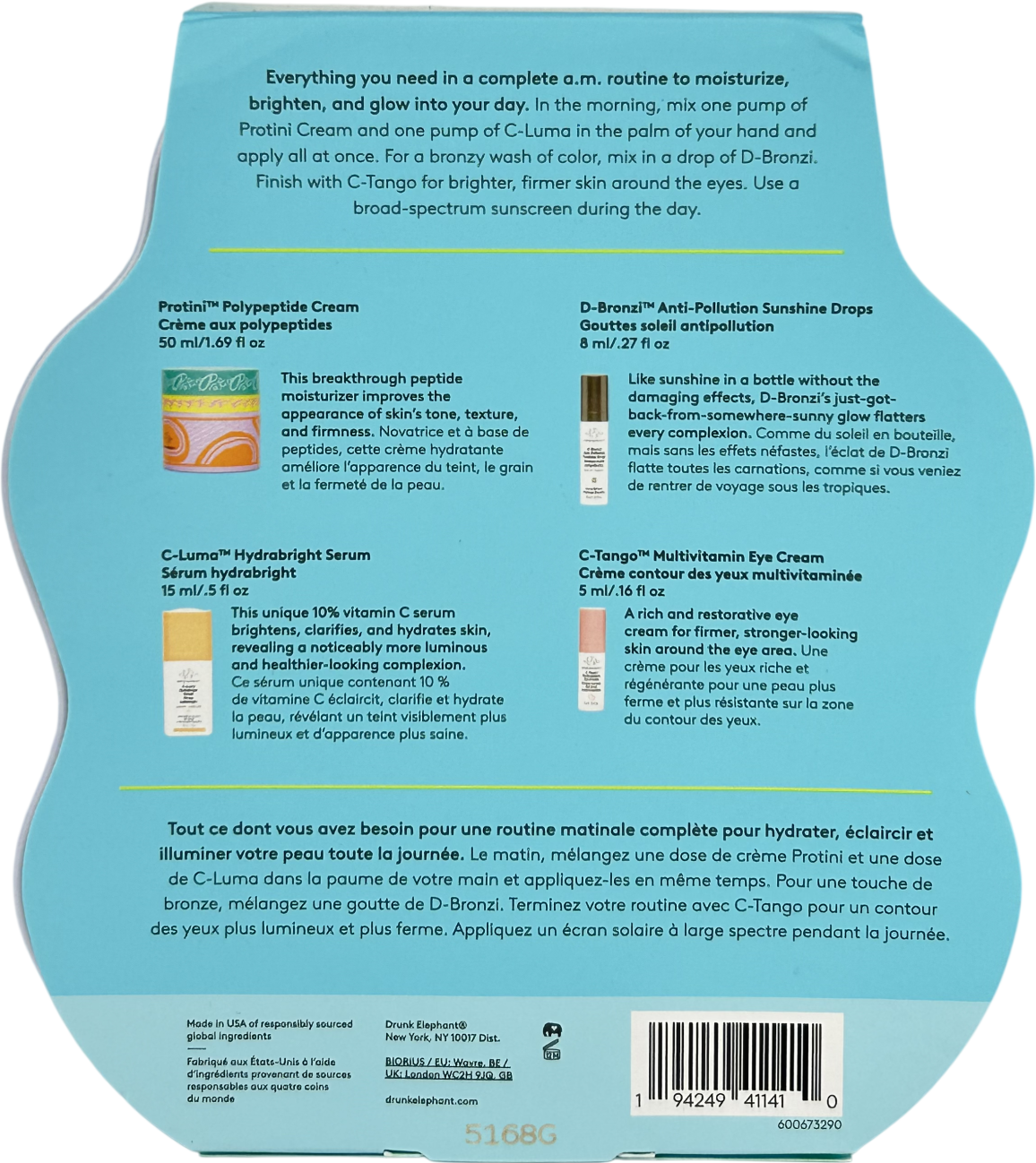 Drunk Elephant Daytime Exhibit Morning - Skincare Set 50ml + 15ml + 8 ml + 5ml