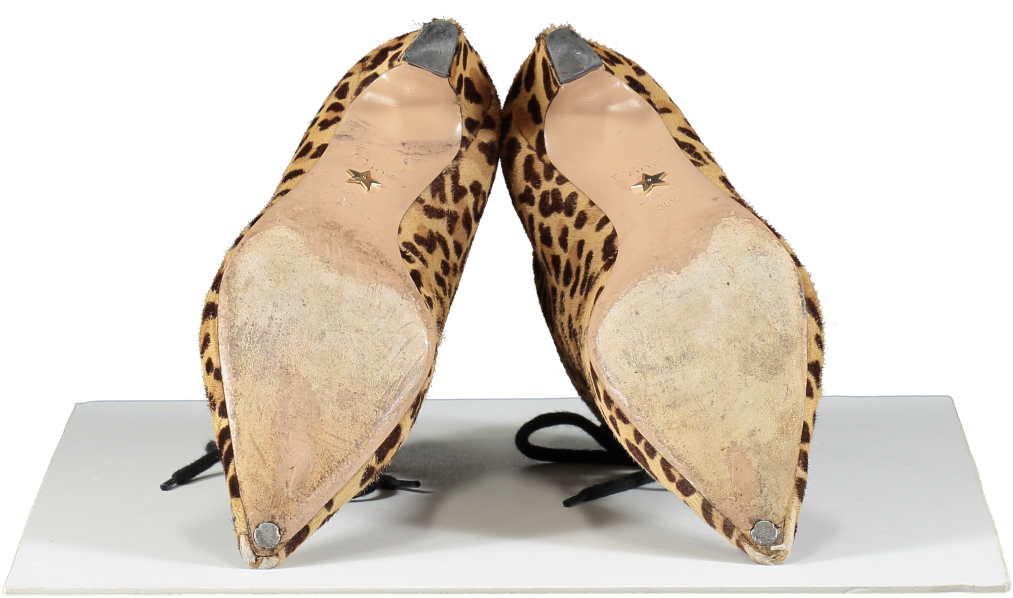Dior Brown Lace Up Kitten Heel Ankle Boots- Leopard Print UK 5.5 EU 38.5
