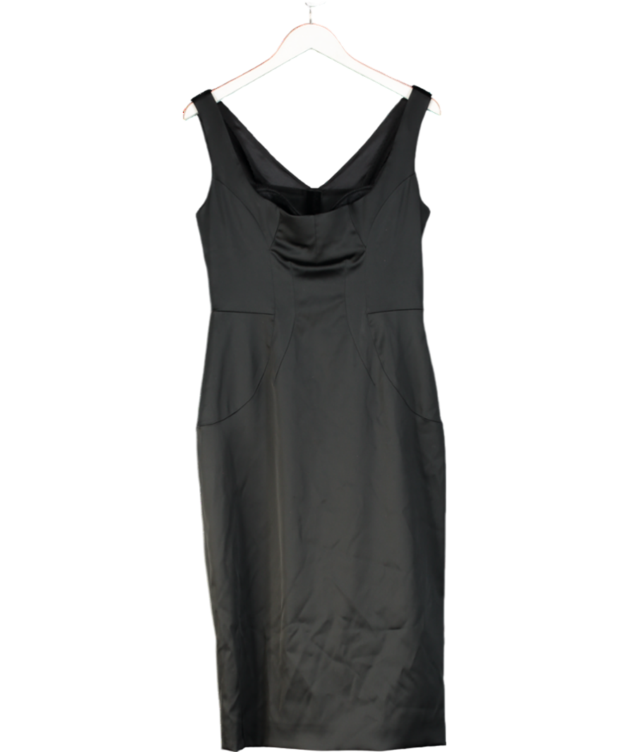 Dolce & Gabbana Black Satin Knee Length Dress UK 14