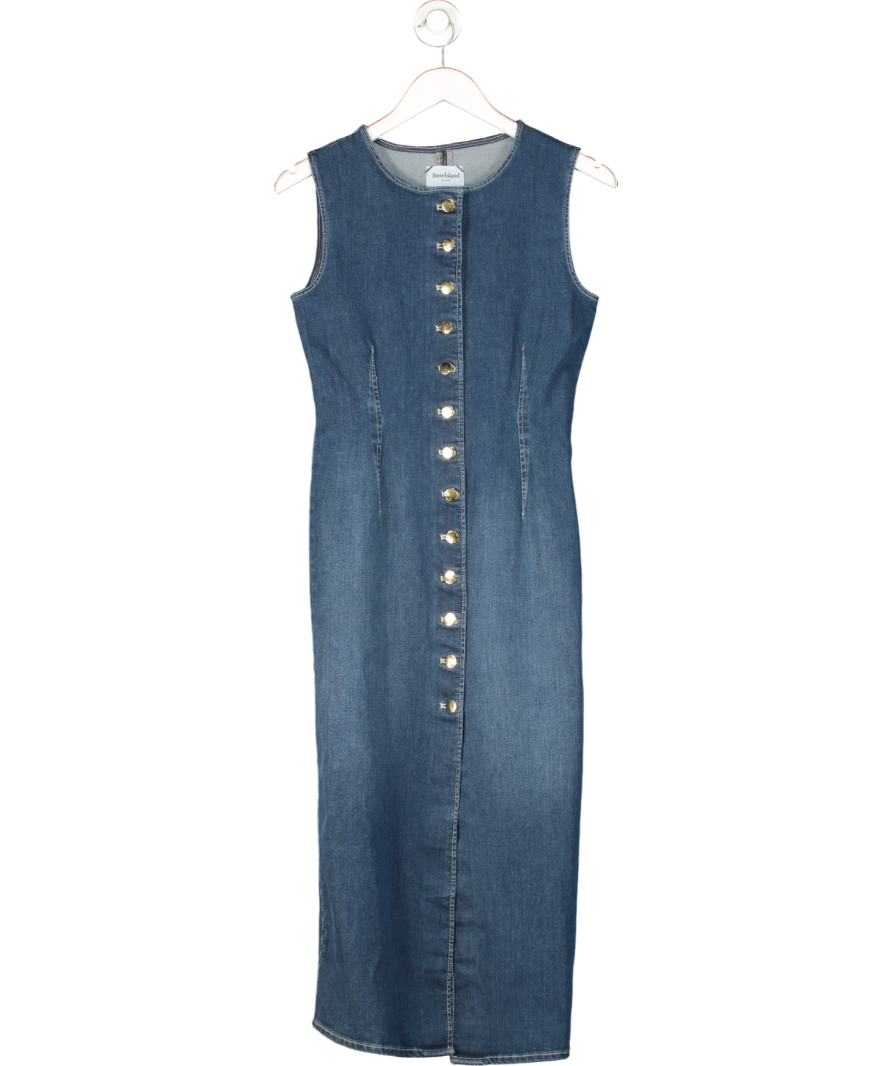 River Island Blue Denim Midi Dress UK 6