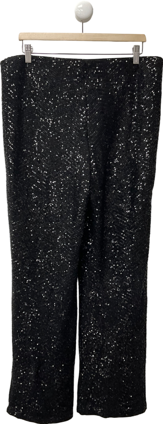 H&M Black Sequined Trousers UK XL