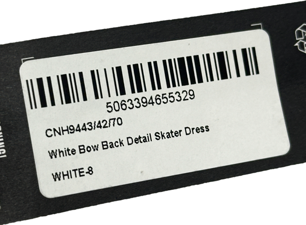 PrettyLittleThing White Bow Back Detail Skater Dress UK 8