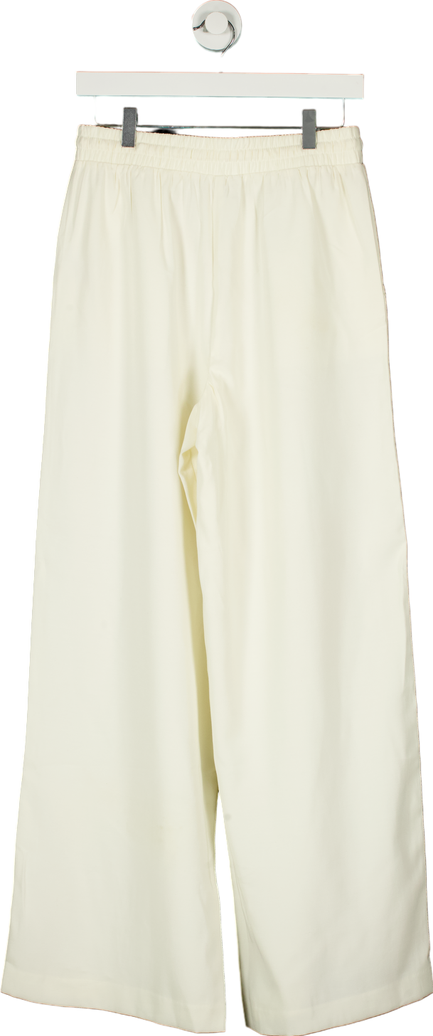 New Look Cream Drawstring Wide Leg Trousers UK 10