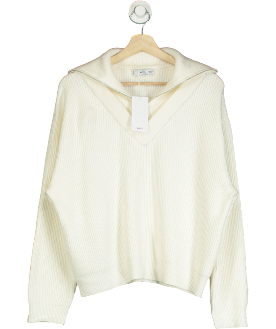 MANGO Cream Zip Neck Jumper UK M