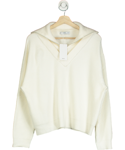 MANGO Cream Zip Neck Jumper UK M