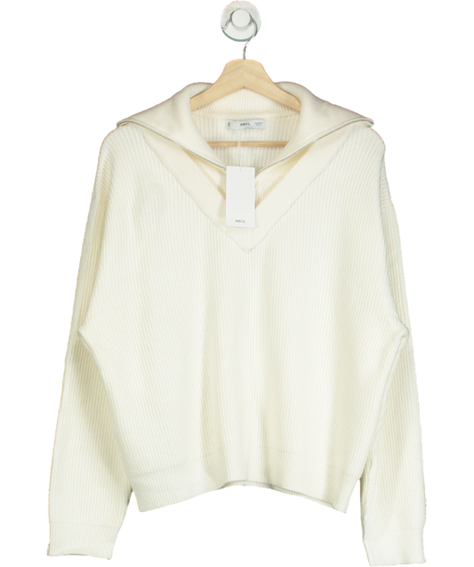 MANGO Cream Zip Neck Jumper UK M