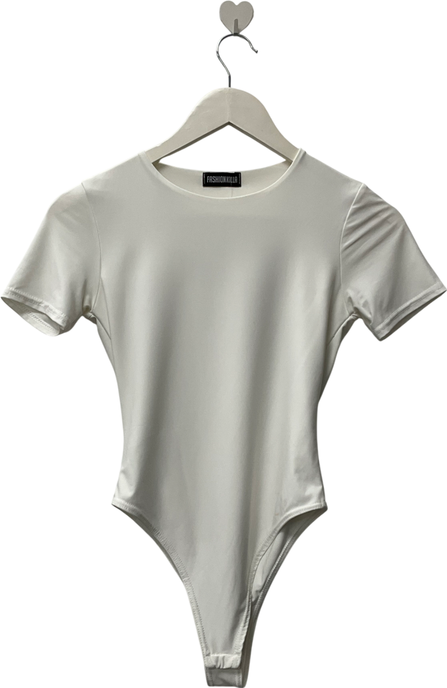 Fashion Killa White Sculpted T-shirt Bodysuit UK 8