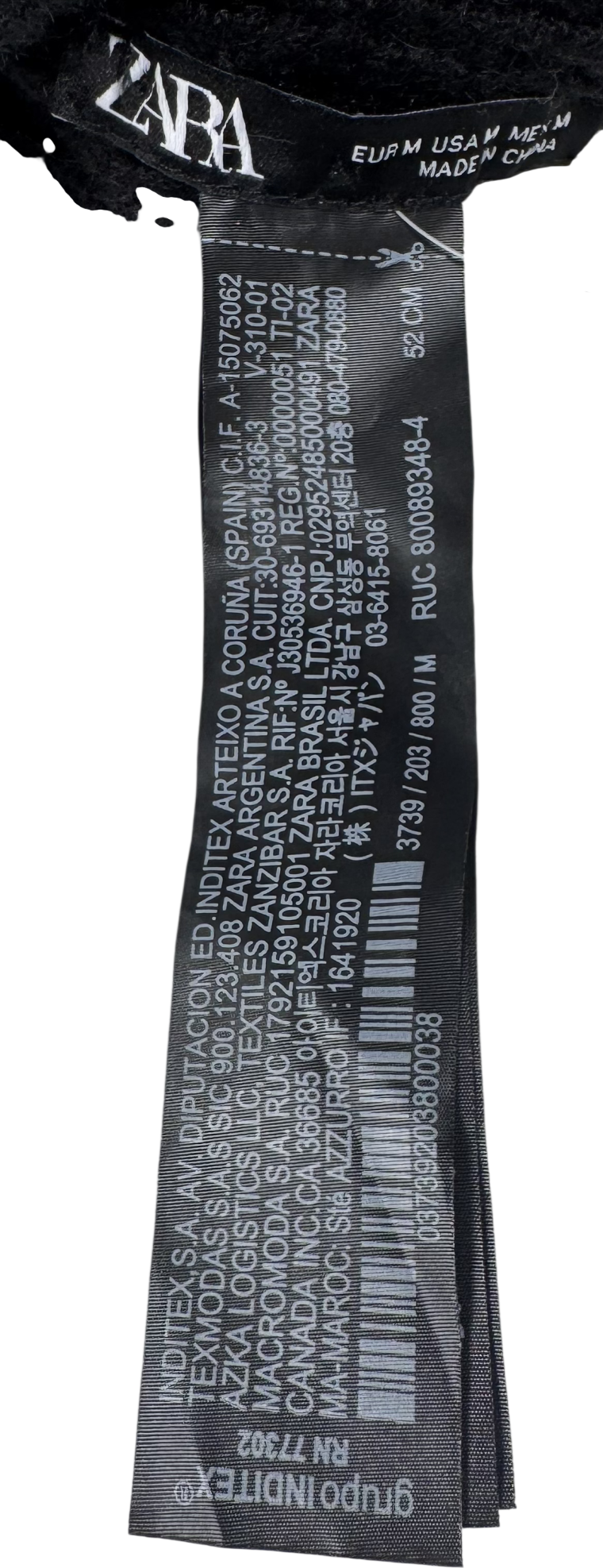 ZARA Black Wool Blend Knit Beanie One Size