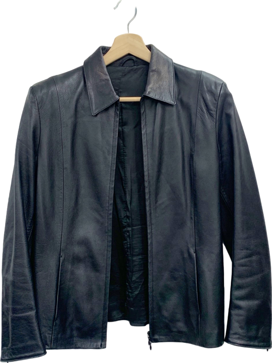 Piazza Duomo Black Leather Jacket EU 44