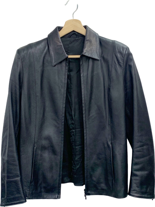 Piazza Duomo Black Leather Jacket EU 44