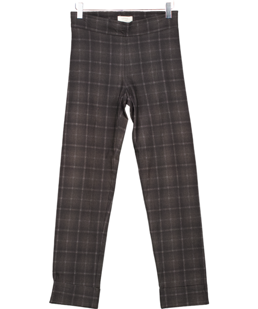 Avenue Montaigne Grey Check 4 Way Stretch Slim Leg Trousers UK 4