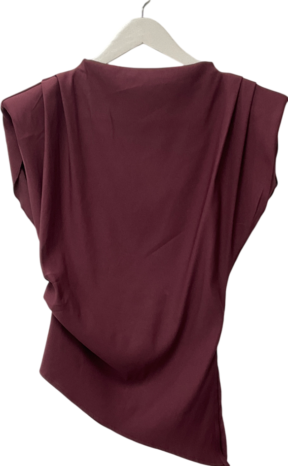 ZARA Purple Gathered Top With Shoulder Pads UK M