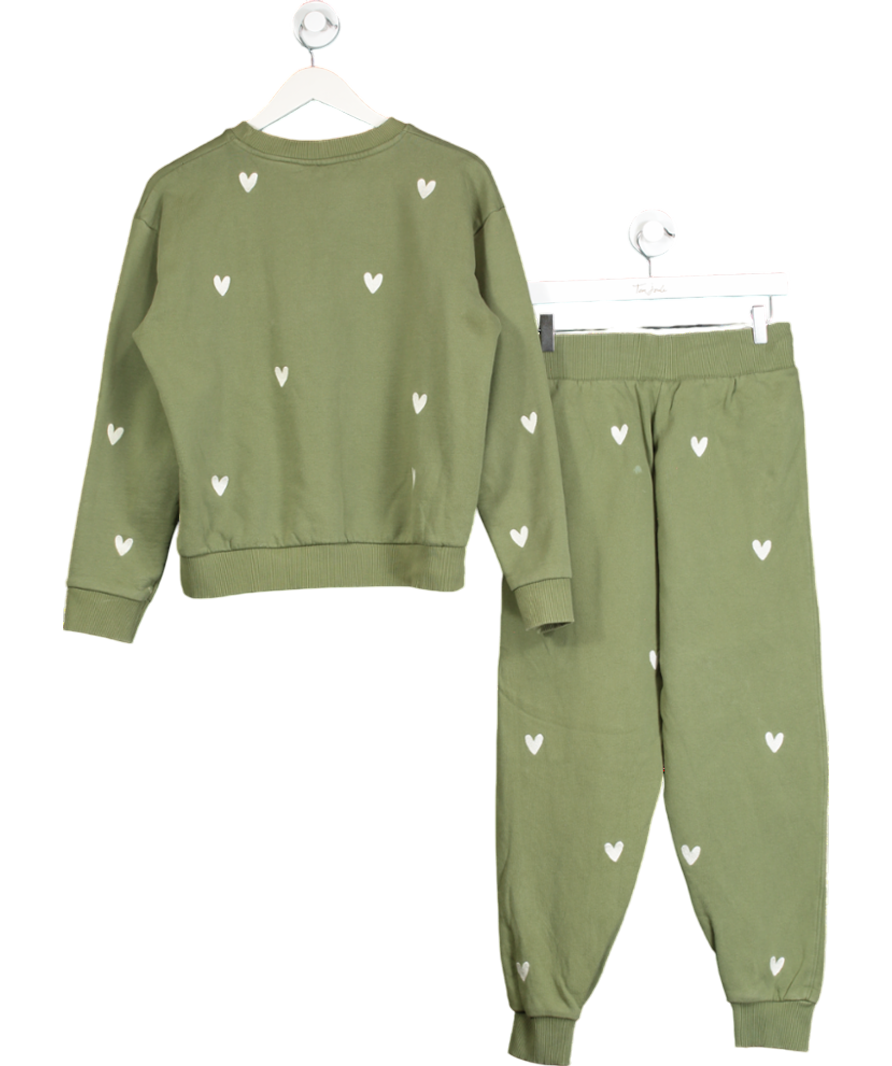Olive & Frank Olive Green Heart Embroidered 2-piece Track Suit. Top Uk L / Bottom UK S