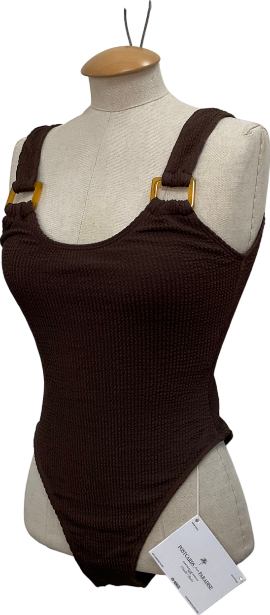 4th & Reckless Brown Textured One Piece Swimsuit UK 8