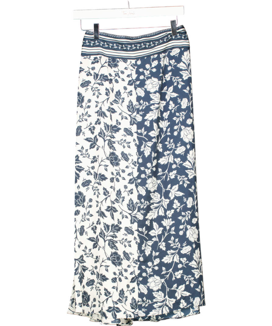 Ba&sh Blue Two Tone Floral Midi Skirt UK 6