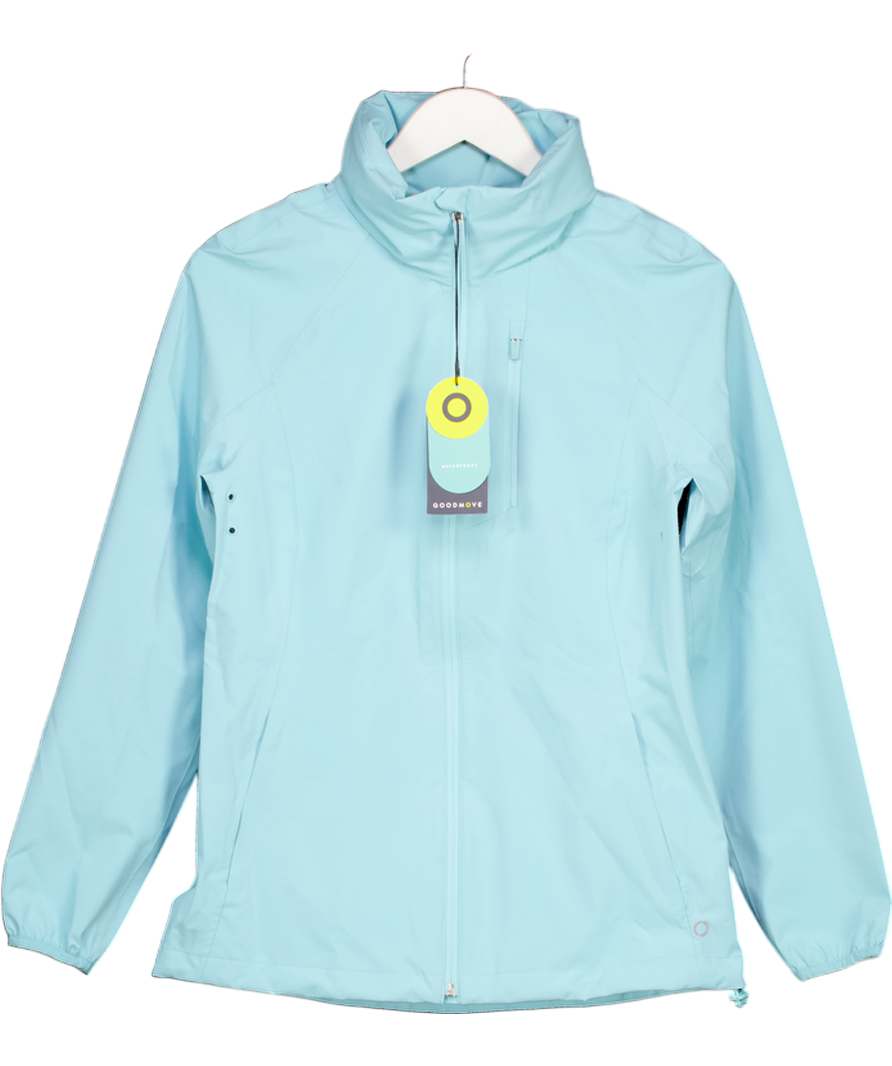 M&S Turquoise Blue Goodmove Waterproof Hooded Sports Jacket With Stormwear UK 8