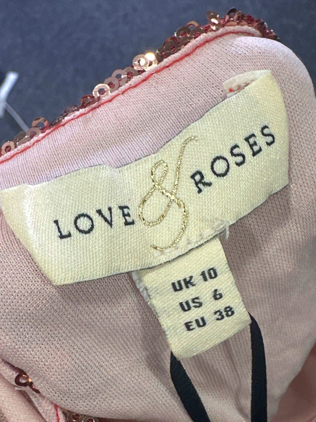 Love & Roses Multi Ombre Sequin Midi Dress UK 10