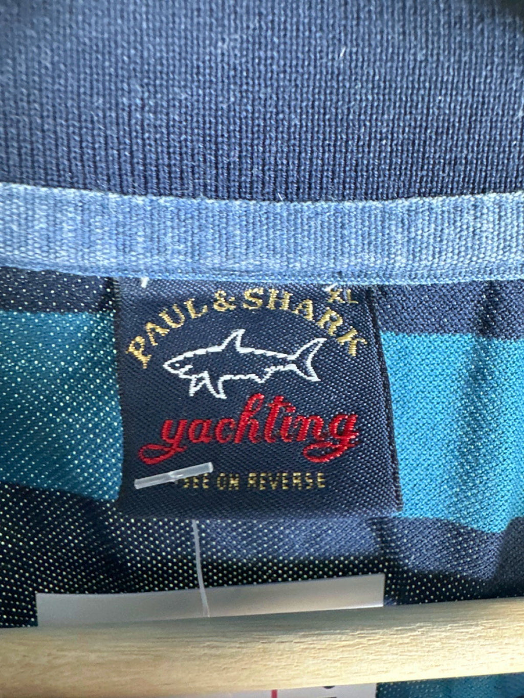 Paul & Shark Navy Blue-Teal Striped Yachting Polo UK XL