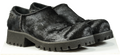 Black Fur Chunky Heel Loafers UK 8