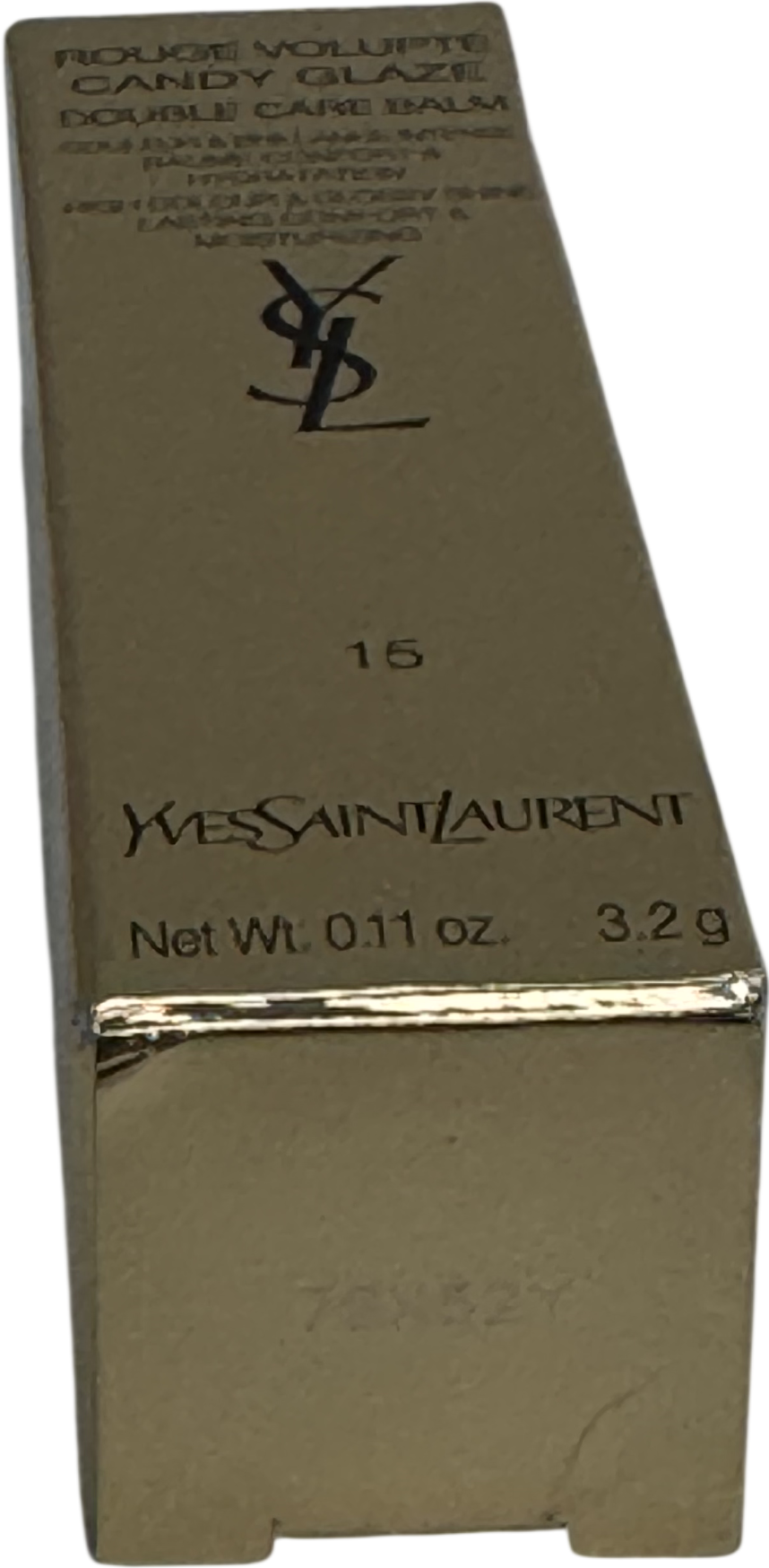 YSL Rouge Volupté Candy Glaze Lipstick 15 Showcasing Nude 3.2g