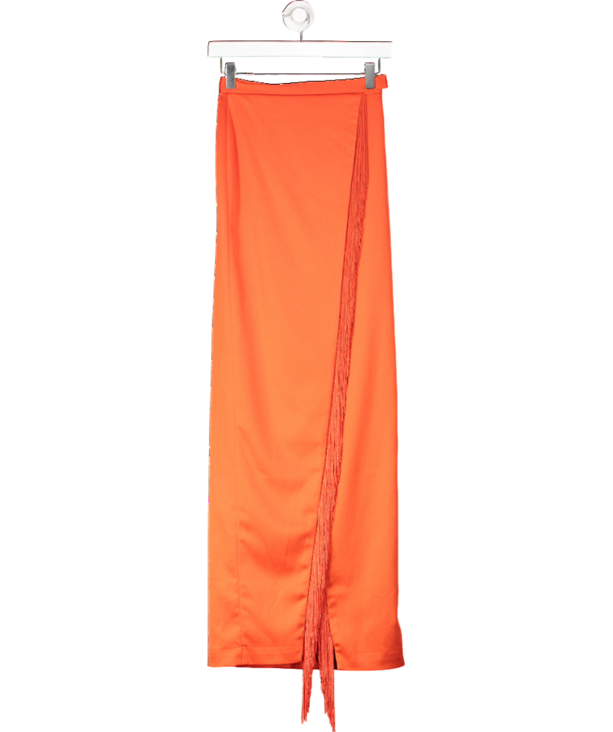 House of CB Red Kartiki Fringe Wrap Maxi Skirt UK XS