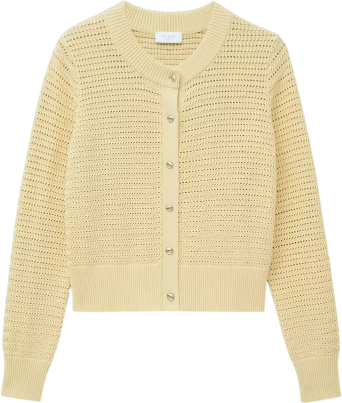 HOBBS Butter Yellow Felicity Cotton Cardigan UK M