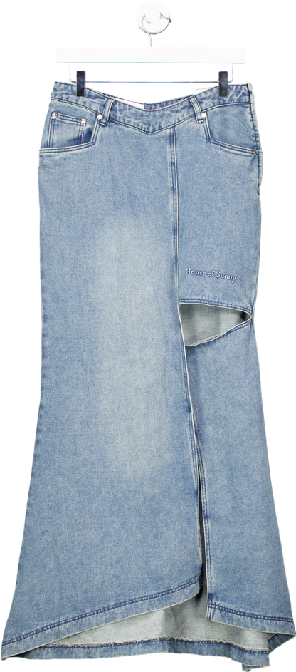 House of Sunny Sky Blue The Cascade Denim Skirt UK 10