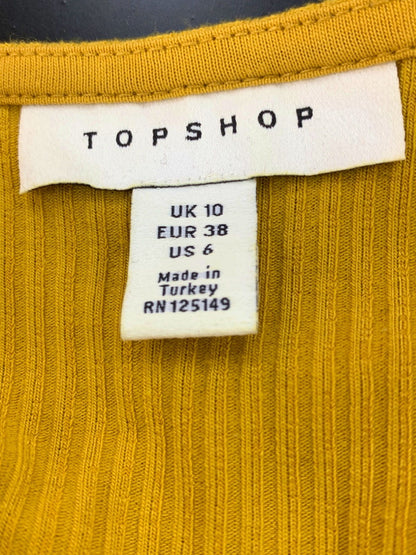Topshop Yellow Ribbed Puff Sleeve Mini Dress UK 10