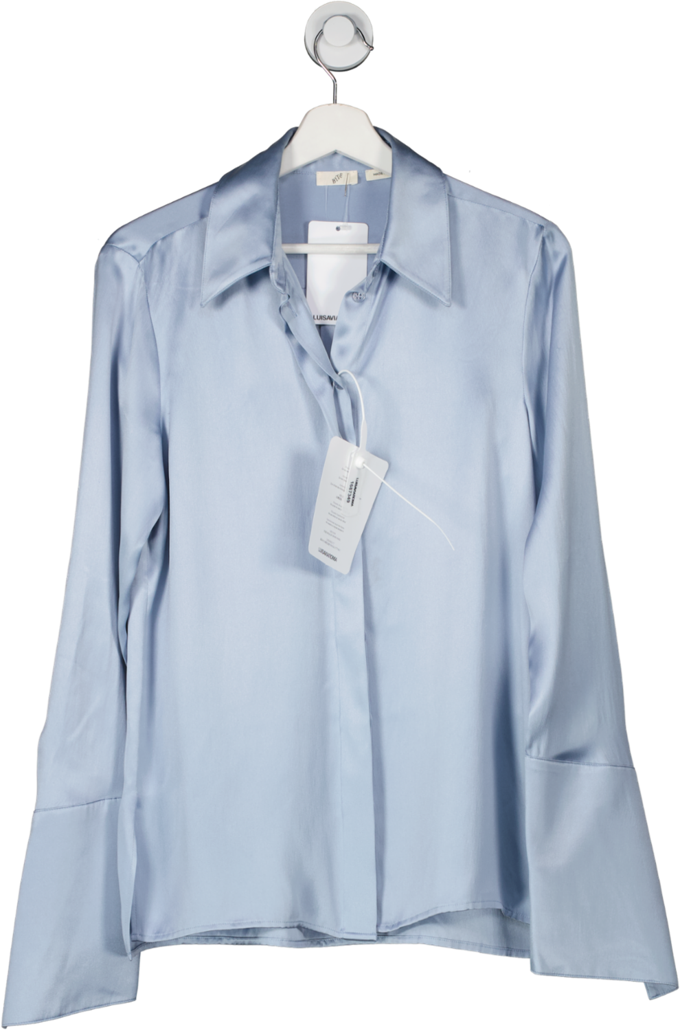 Bite Studios  Blue Twisted Cuff Organic Silk Shirt UK 8