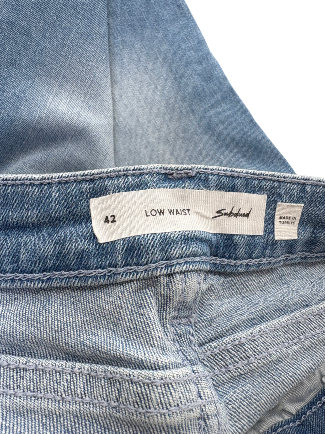 Subdued Blue Low Waist Flared Jeans UK 10