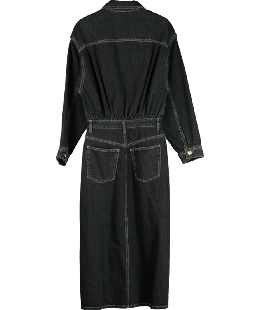 FRAME Grey The Nipped Denim Midi Dress In Rinse UK 8