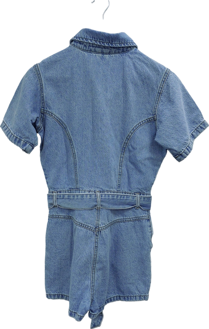 In The Style Blue Button Through Denim Playsuit UK 8