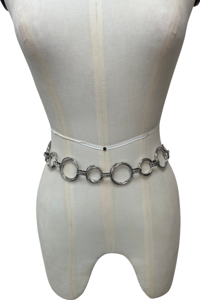 My Accessories London Metallic Rings Chain Belt In Silver And Blue One Size