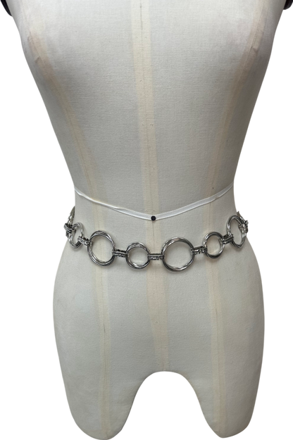 My Accessories London Metallic Rings Chain Belt In Silver And Blue One Size