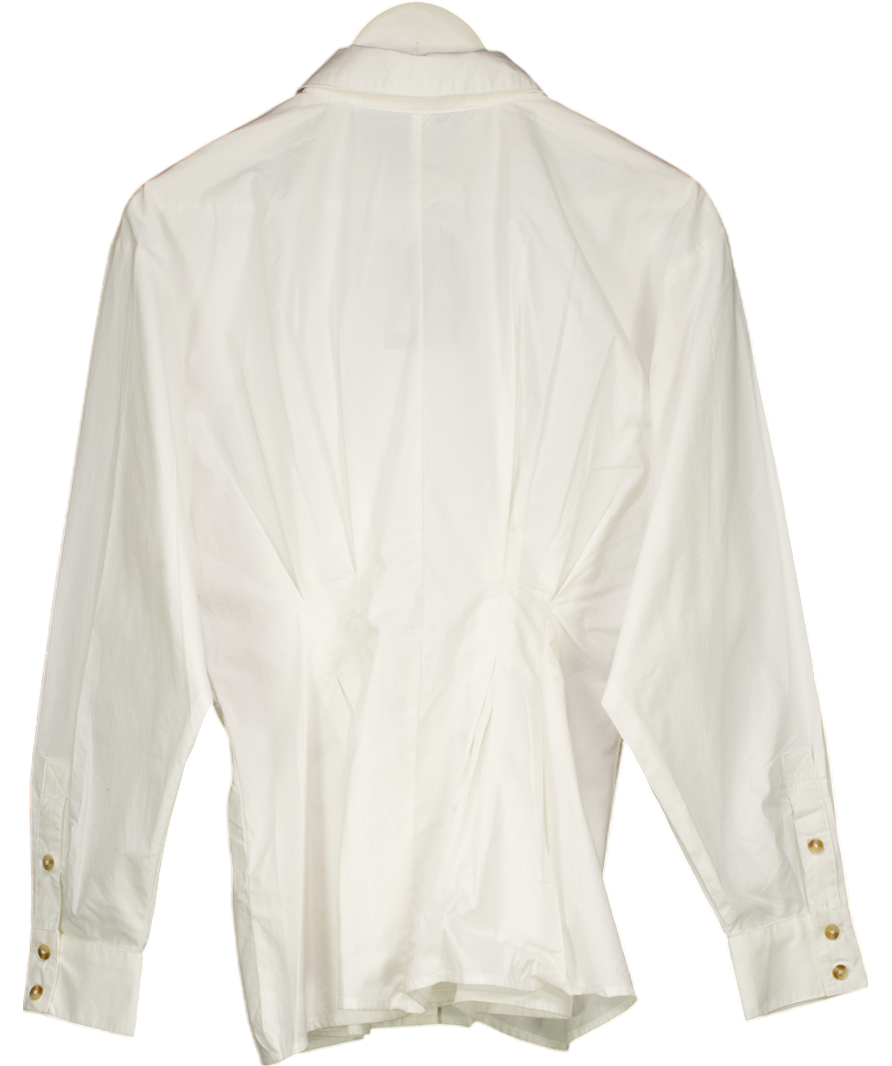 Anthropologie White Belted Buttondown Shirt UK 12