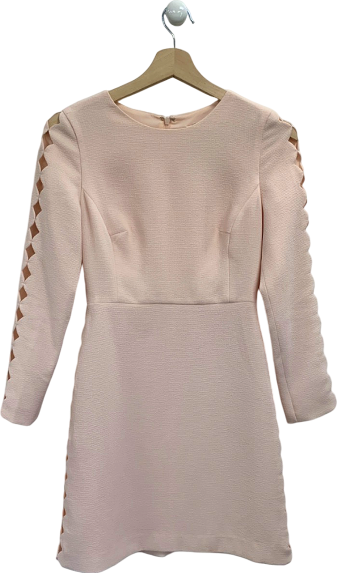 Club Monaco Pink Long Sleeve Dress with Cut-Out Detailing UK XS