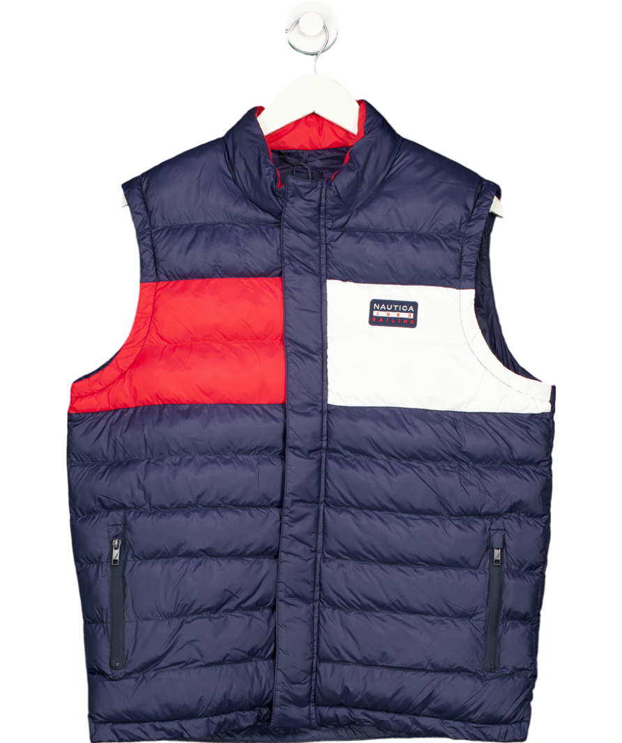 Nautica Blue Colour Block Rothes Body Warmer Gilet UK L