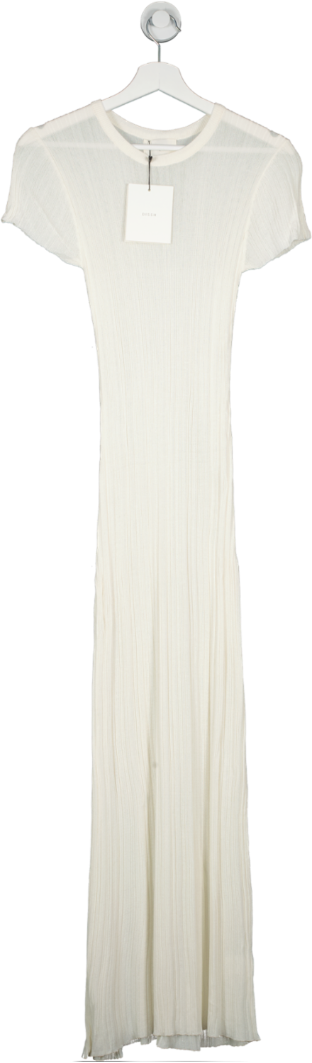 DISSH Cream Harper Capped Sleeve Knit Midi Dress UK L