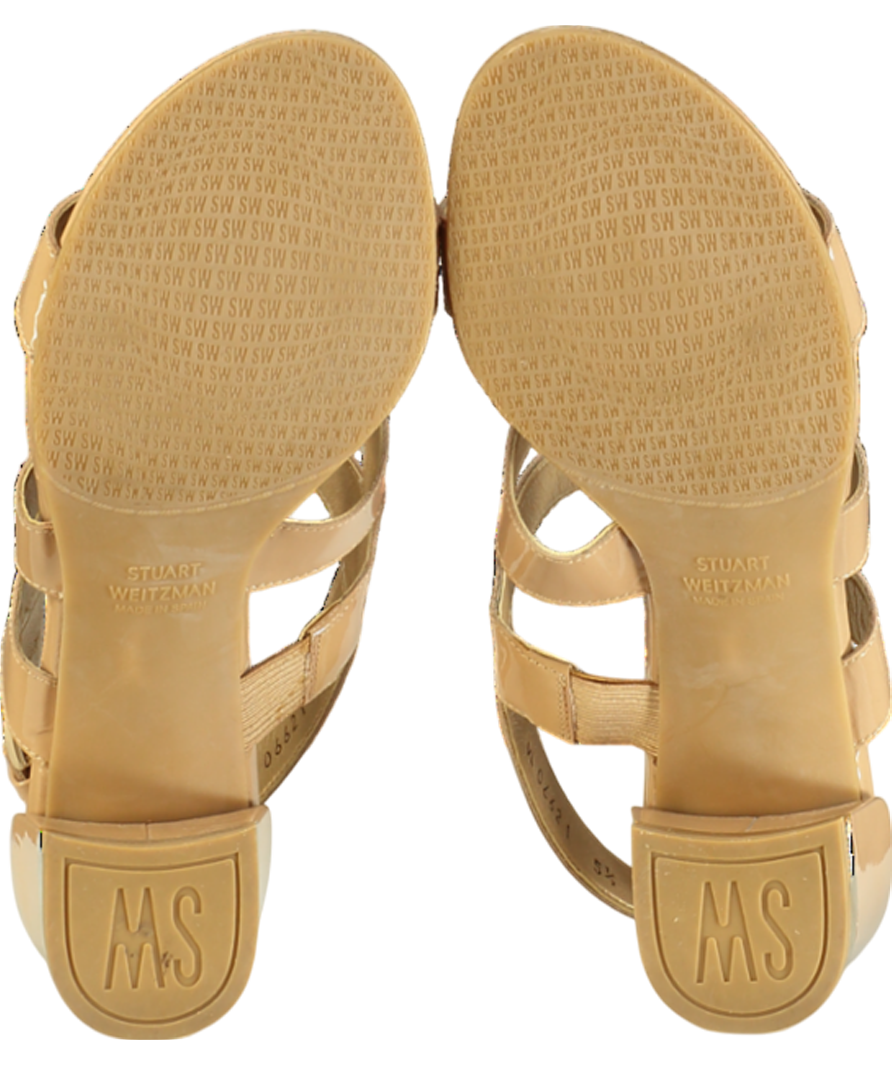 Stuart Weitzman x Russell & Bromley Milanese Nude Patent Leather Sandals UK 5.5 EU 38.5 👠