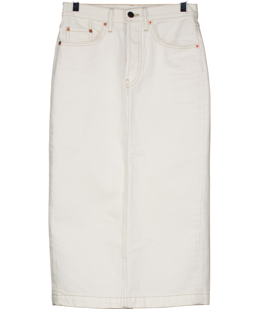 Wardrobe NYC. Cream Straight Denim Skirt W25