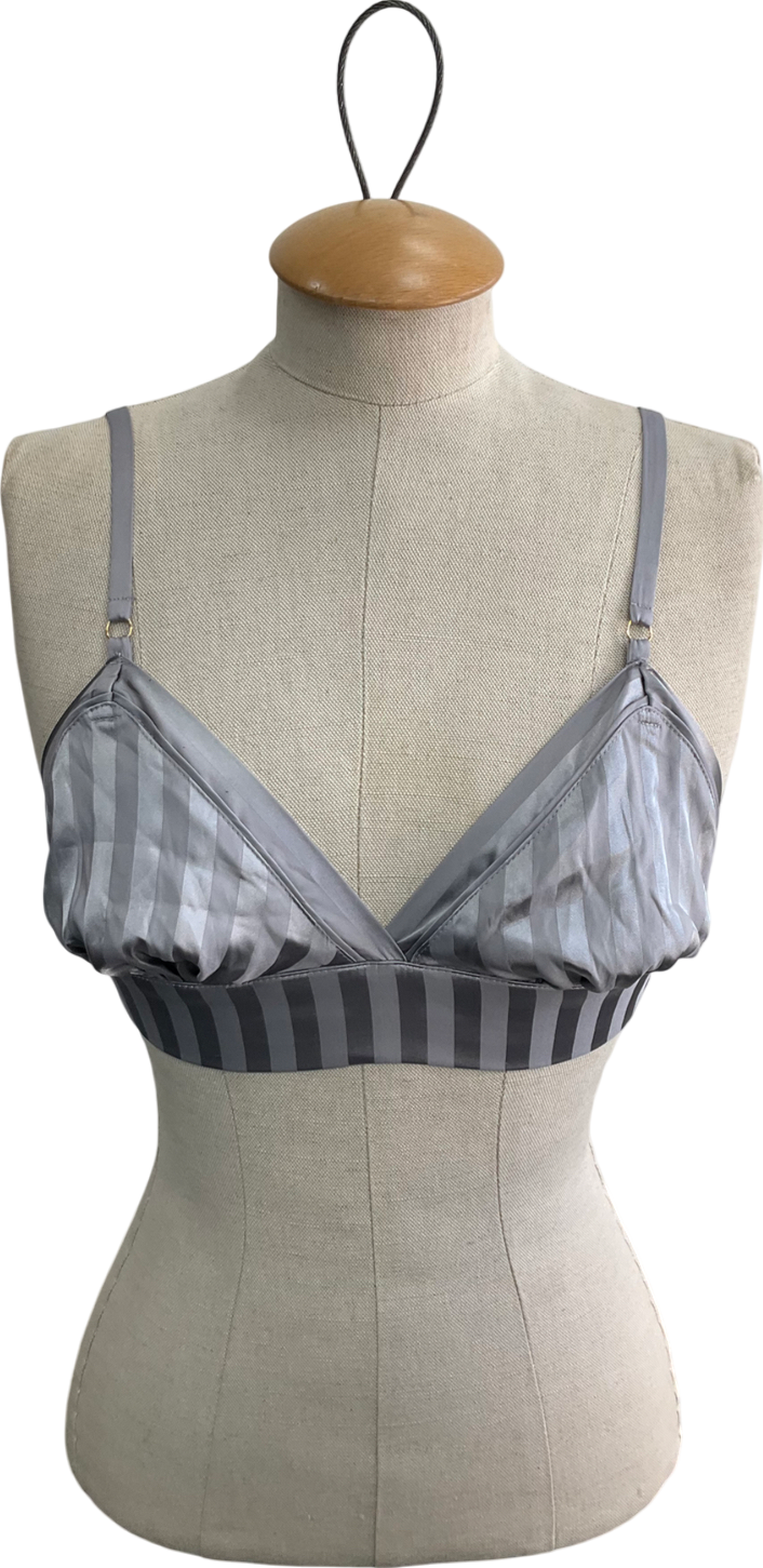 boux avenue Grey Striped Satin Pyjama Bralette UK 10