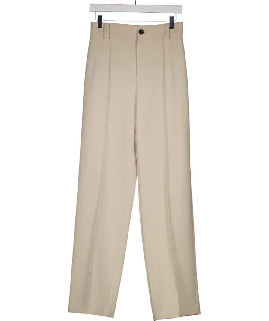 ZARA Cream Wide Leg Trousers UK XS