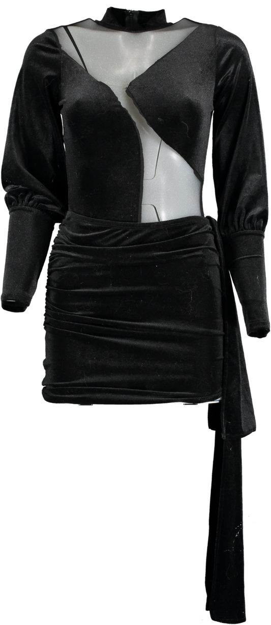 Fashion Nova Black Make It Hot Velvet Mini Dress UK XS