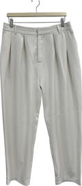 PrettyLittleThing Premium White Tailored Pleated Lined Wide Leg Trousers UK 14