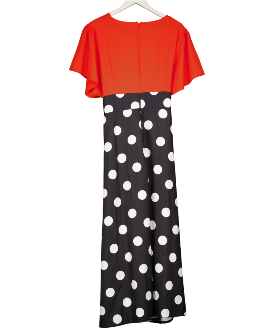 Red Flutter Sleeve Polka Dot Maxi Dress UK 4XL