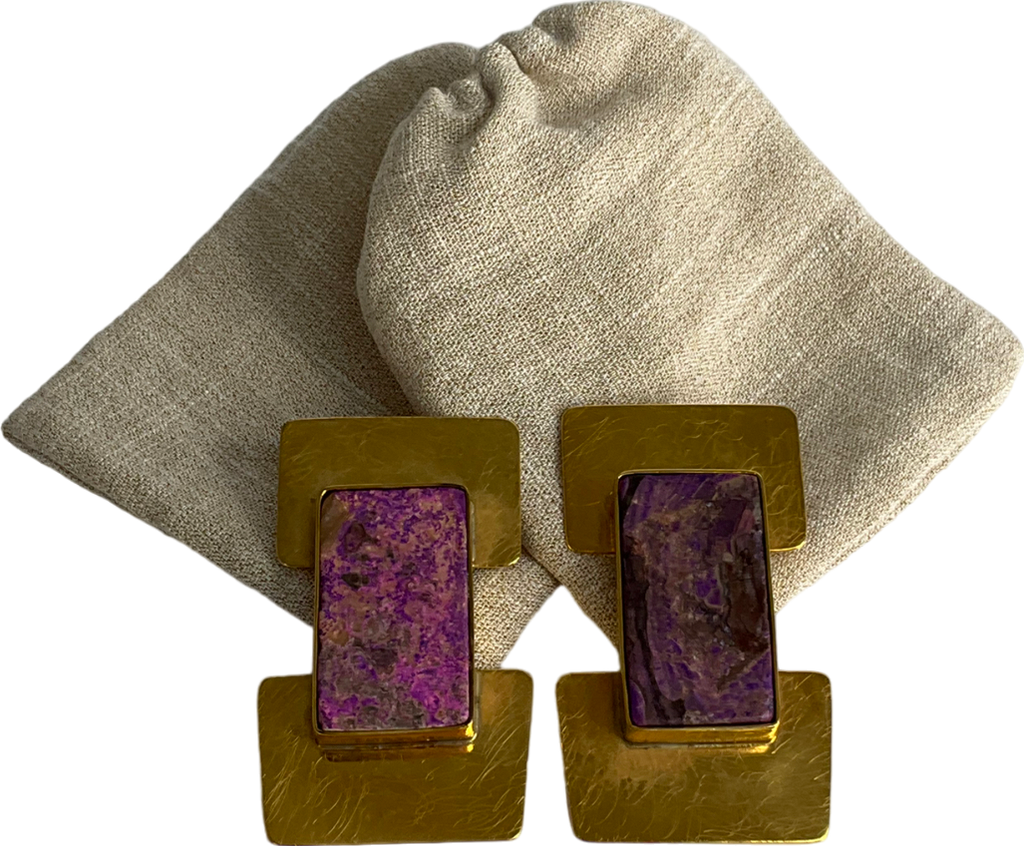 Liya Jewelery Gold And Purple Earrings