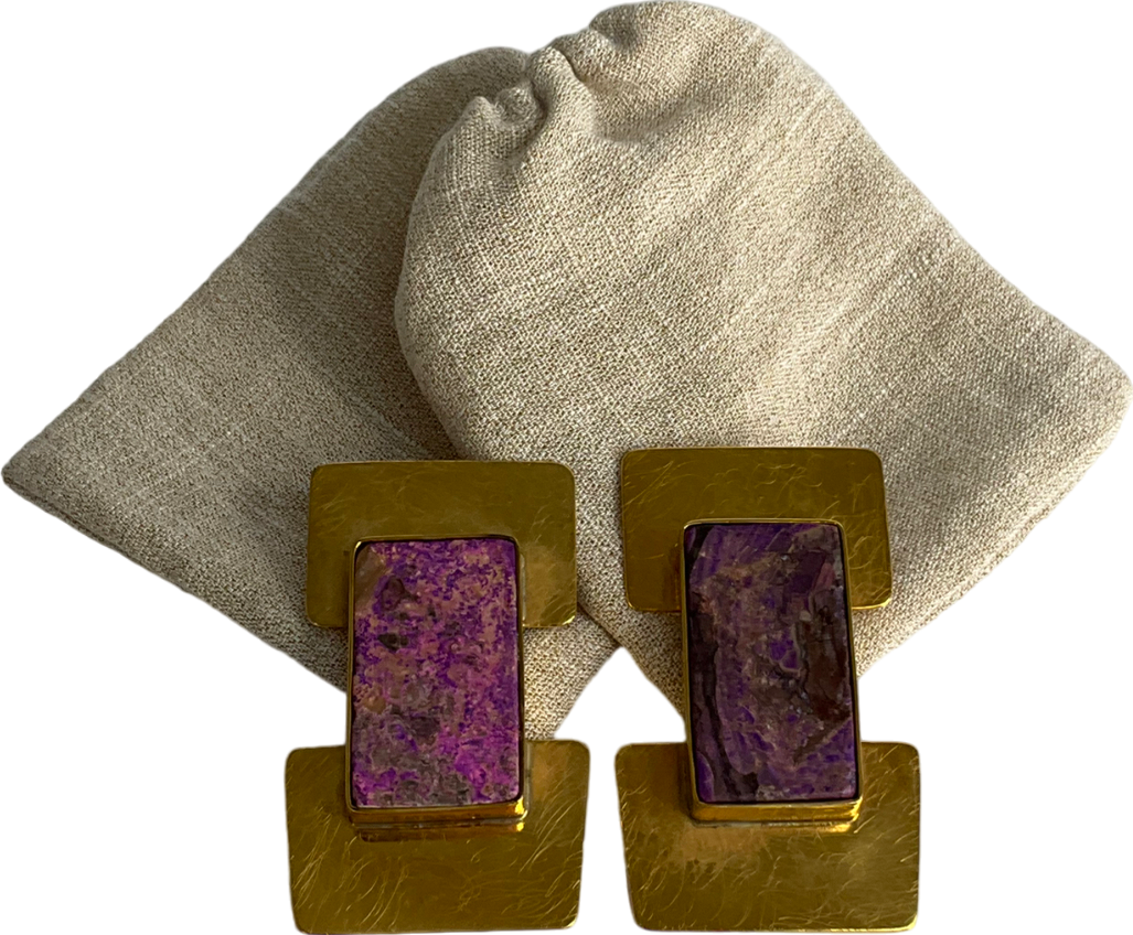 Liya Jewelery Gold And Purple Earrings