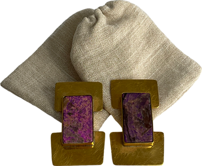 Liya Jewelery Gold And Purple Earrings