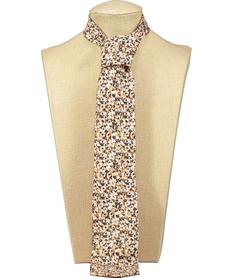 PRADA Beige Patterned 100% Silk Neck Tie