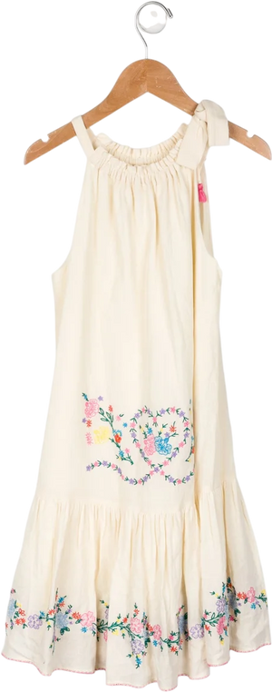ZIMMERMANN Cream Girl's Clover Embroidered Dress 5 Years